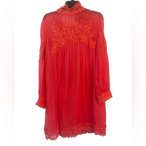 Trish Scully shift mini dress embroidery lace romantic whimsical aesthetic Sz 10 - Picture 2 of 3